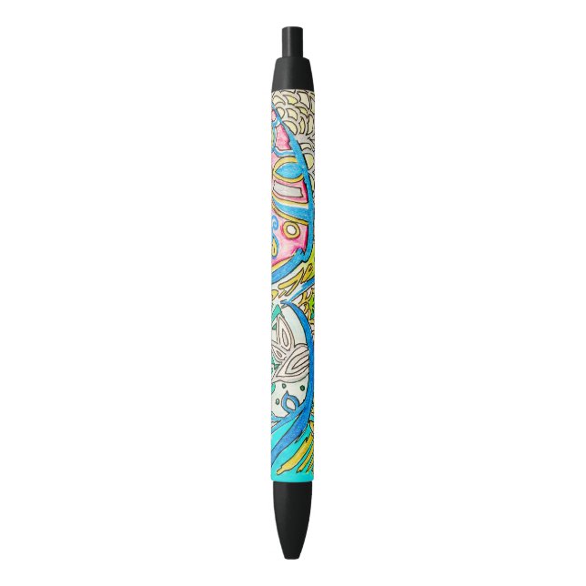 Abstract Underwater Jellyfish Pen Drawing (Front Vertical)