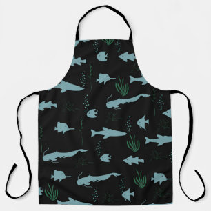 Abstract underwater pattern with fishes and seawee apron