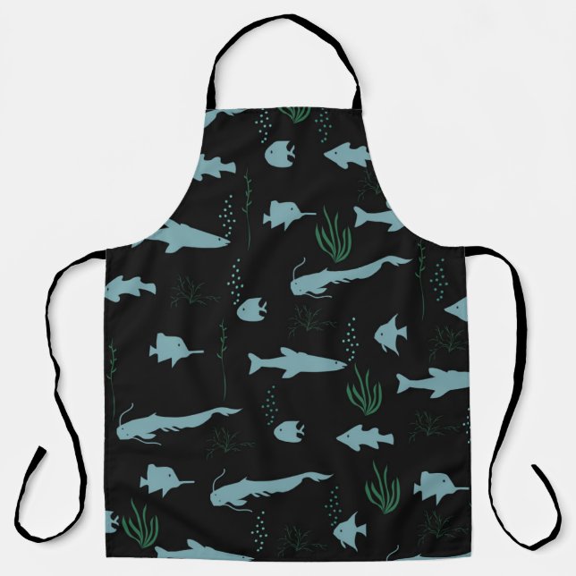 Abstract underwater pattern with fishes and seawee apron (Front)
