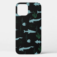 Abstract underwater pattern with fishes and seawee