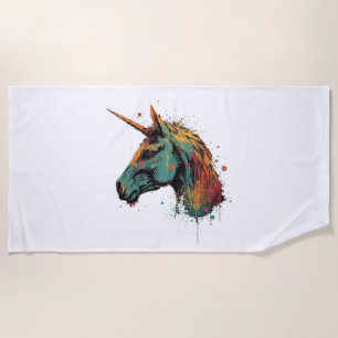 Abstract Unicorn Beach Towel