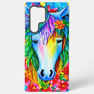 Abstract unicorn Face flowers watercolor Art Samsu Samsung Galaxy Case