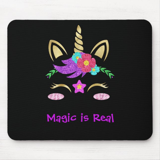 Abstract Unicorn Magic Rainbow Colours Personalize Mouse Pad (Front)