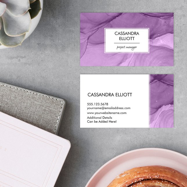 Abstract Unique Purple Alcohol Ink Liquid Art Business Card (Creator Uploaded)