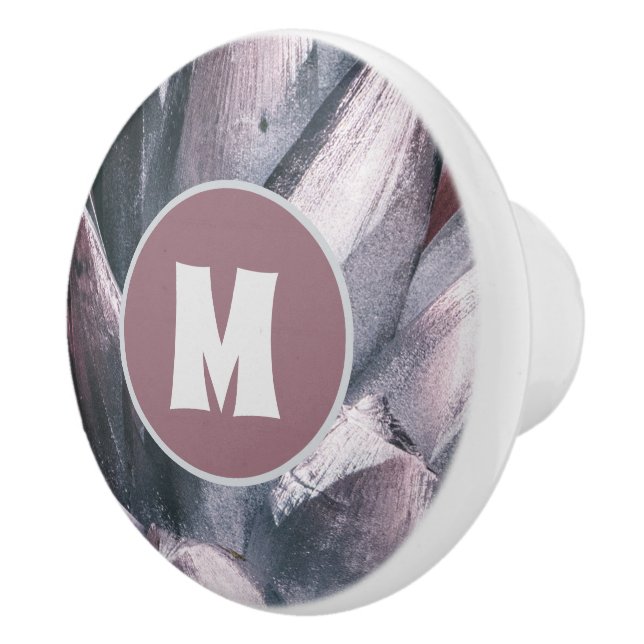 Abstract Unique Silver Painted Pineapple Spikes Ceramic Knob (Right)