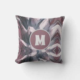 Abstract Unique Silver Pineapple Spikes Monogram Throw Pillow
