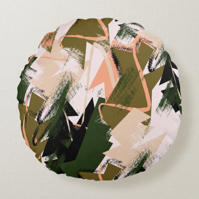 Abstract urban chaotic seamless pattern. round pillow (Front)