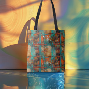 Abstract Urban Personalized Tote Bag with Initials