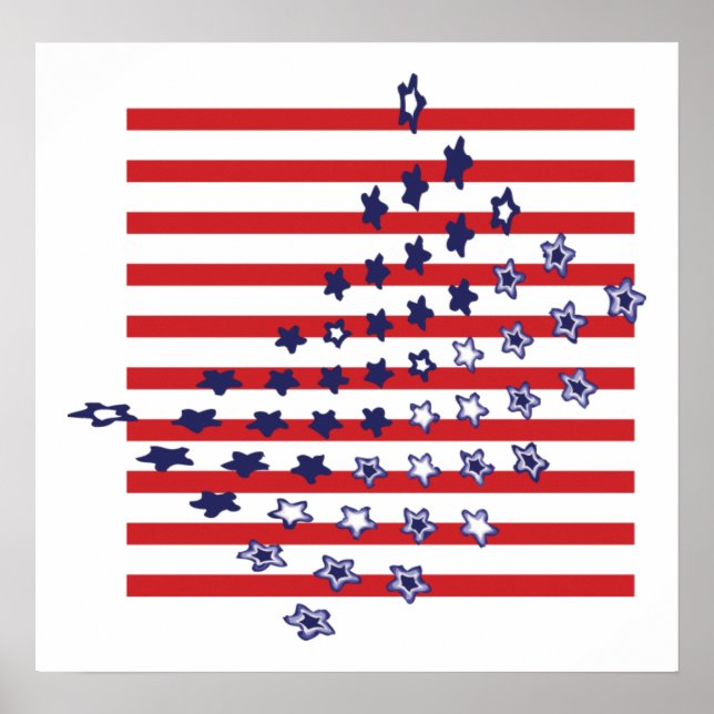 Abstract USA Flag Posters and Prints (Front)