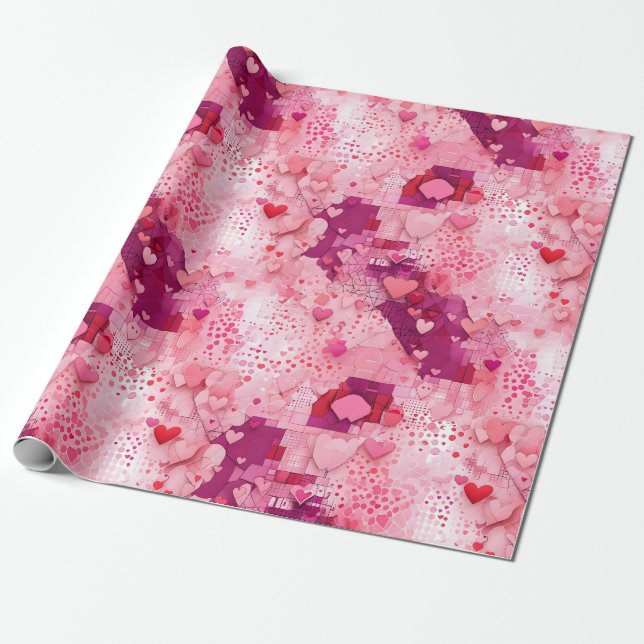 Abstract Valentine's Day Wrapping Paper (Unrolled)