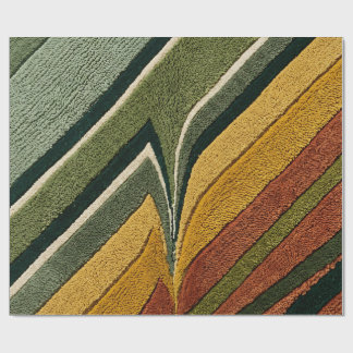 Abstract Valley Stripes Moss Rust Wrapping Paper