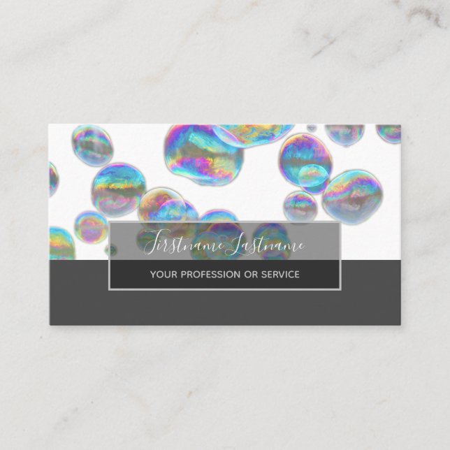 Abstract vanishing colourful bubbles rainbow colou business card (Front)