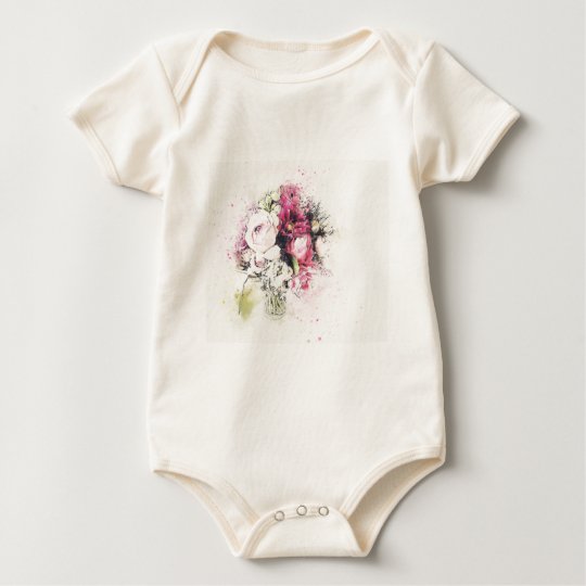 Abstract vase of flowers for wedding baby bodysuit