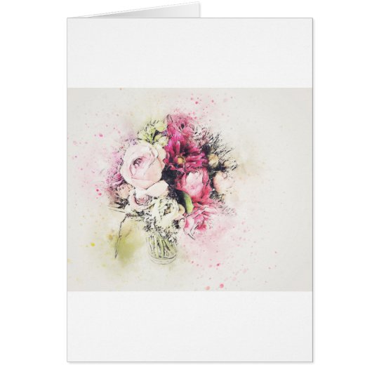 Abstract vase of flowers for wedding card
