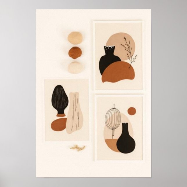 Abstract Vase Wall Art Set | Mid-Century Modern  (Front)