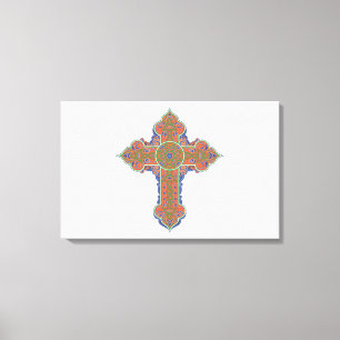 Abstract Vector Christian Cross Religious Canvas Print