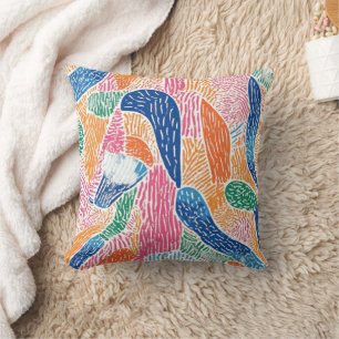 Abstract vector drawing featuring a variety of  th throw pillow