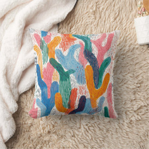 Abstract vector drawing featuring a variety of  throw pillow