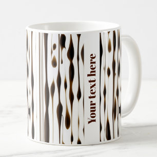 Abstract vertical coffee streaks personalized text mug