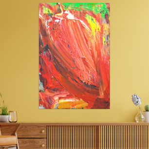 Abstract Vertical Gesture in Red Canvas Print
