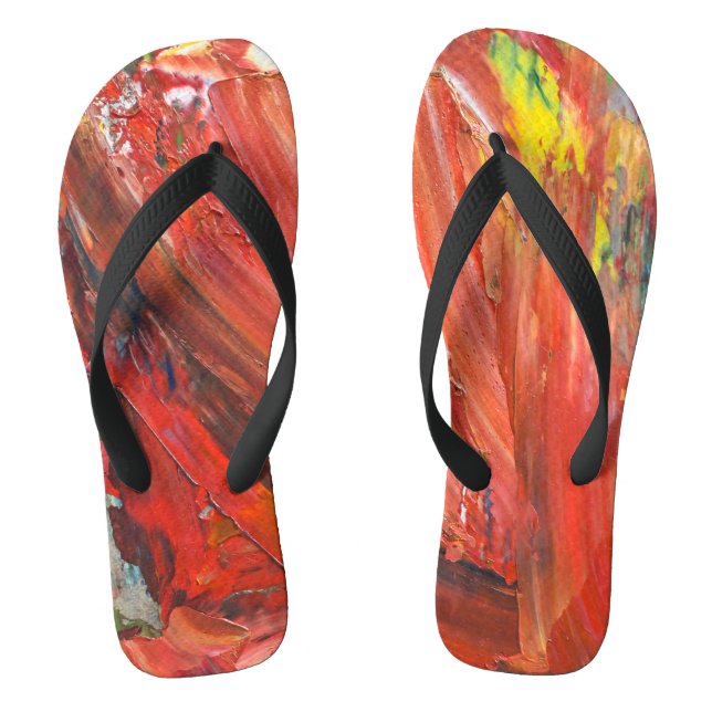 Abstract Vertical Gesture in Red Flip Flops (Footbed)