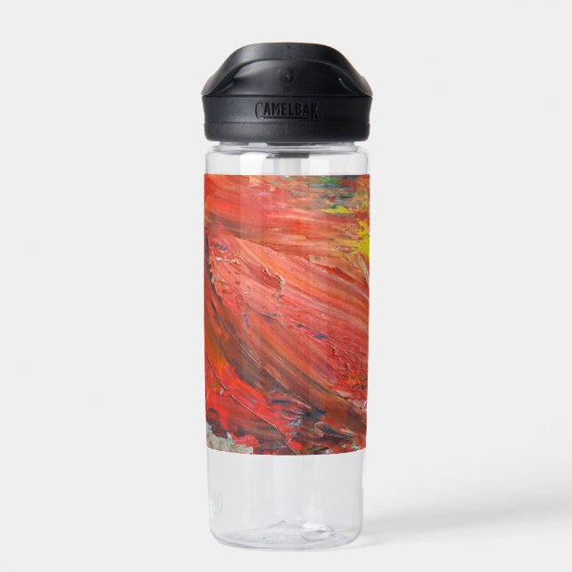 Abstract Vertical Gesture in Red Water Bottle (Back)