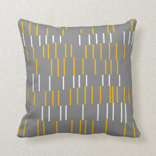 Abstract, vertical lines, grey, yellow, white throw pillow