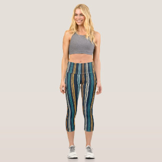 Abstract Vertical Lines pattern Capri Leggings