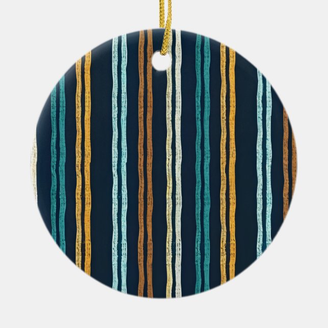 Abstract Vertical Lines pattern Ceramic Ornament (Front)