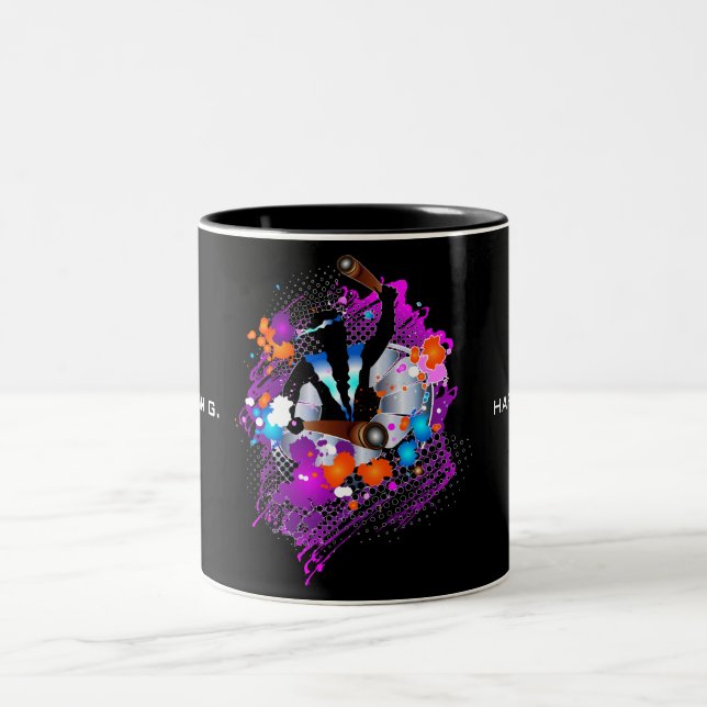 Abstract Vibrant Carnival Panman Two-Tone Coffee Mug (Center)