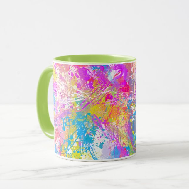 Abstract Vibrant Colourful Paint Strokes Mug (Front Left)