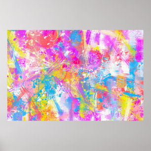 Abstract Vibrant Colourful Paint Strokes Poster
