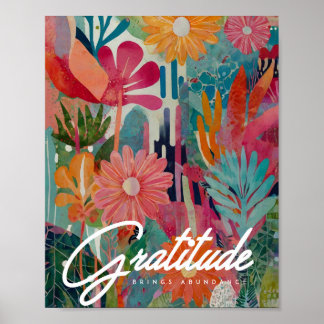 Abstract vibrant floral art poster