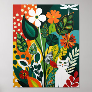 Abstract vibrant floral art poster