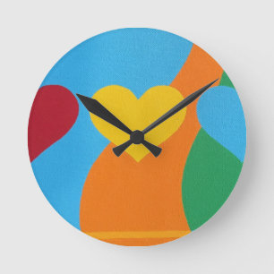 Abstract Vibrant Heart Shapes Round Clock