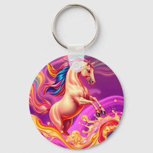 Abstract Vibrant Horse Illustration Keychain