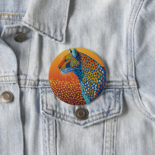 Abstract Vibrant Leopard Art 3 Inch Round Button