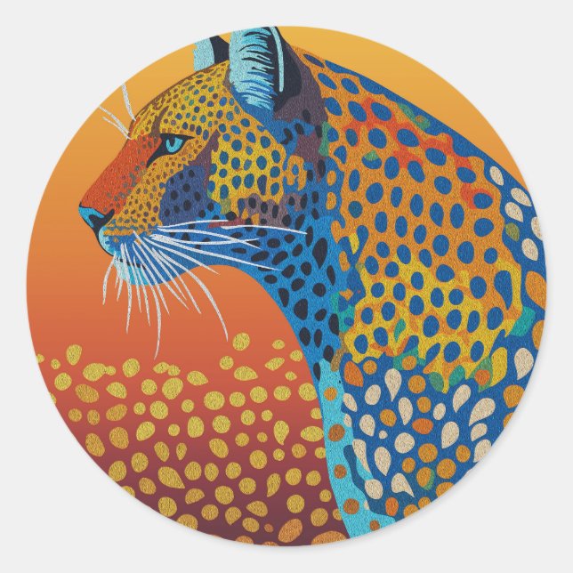 Abstract Vibrant Leopard Art Classic Round Sticker (Front)