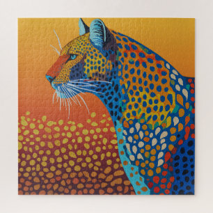 Abstract Vibrant Leopard Art Jigsaw Puzzle