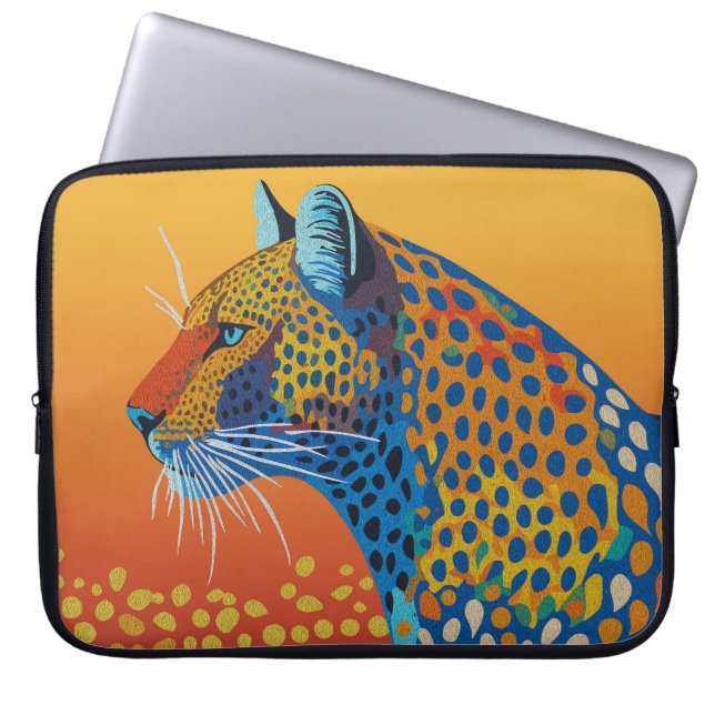 Abstract Vibrant Leopard Art Laptop Sleeve (Front)