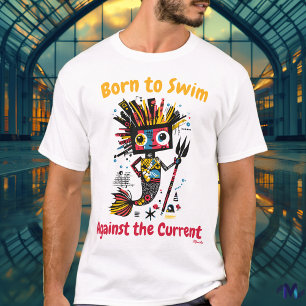 Abstract Vibrant Mermaid Graphic T-Shirt