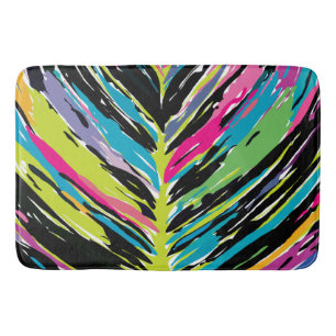 Abstract Vibrant Multicolor Tropical Leaf Bath Mat