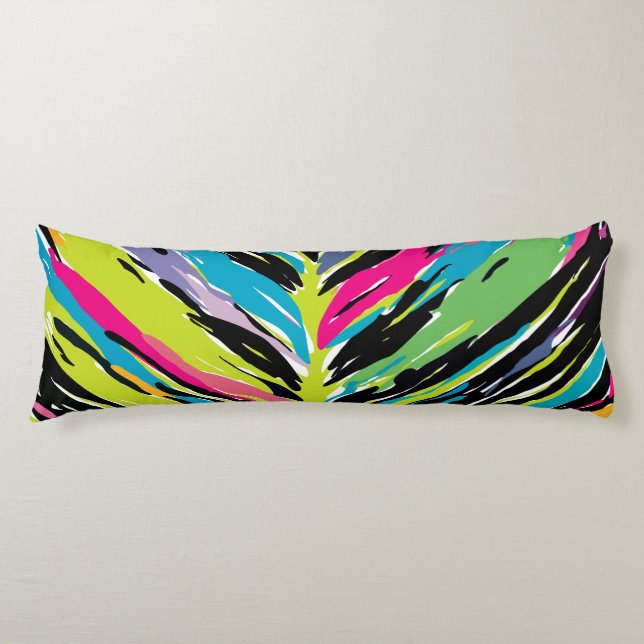 Abstract Vibrant Multicolor Tropical Leaf Body Pillow (Front)