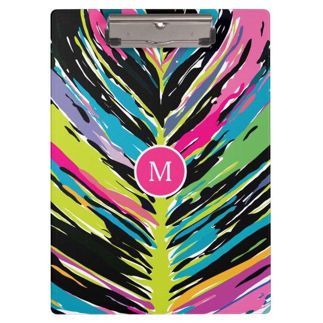 Abstract Vibrant Multicolor Tropical Leaf Clipboard (Front)