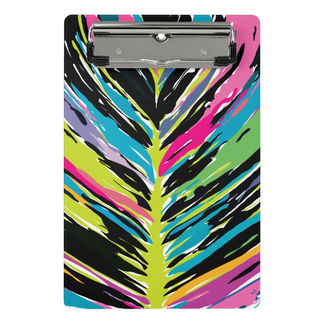Abstract Vibrant Multicolor Tropical Leaf Mini Clipboard (Front)