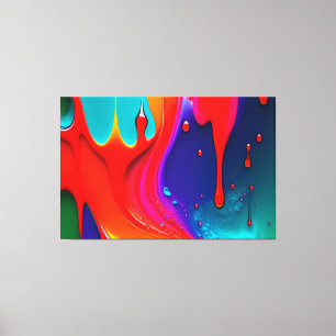 Abstract Vibrant Paint Drip Art  Canvas Print