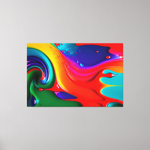 Abstract Vibrant Paint Drip Art  Canvas Print