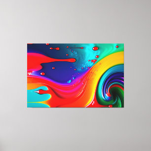 Abstract Vibrant Paint Drip Art  Canvas Print