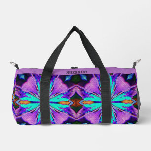 Abstract Vibrant Purple Turquoise Personalized Duffle Bag