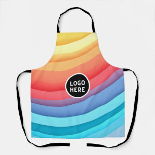 Abstract Vibrant Rainbow Waves   Add your Logo Apron